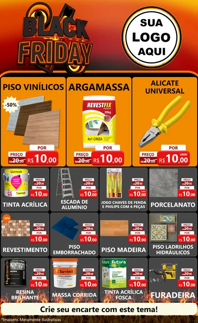Modelo de Encarte para Encarte Grande com o tema Black Friday para Material para Construção