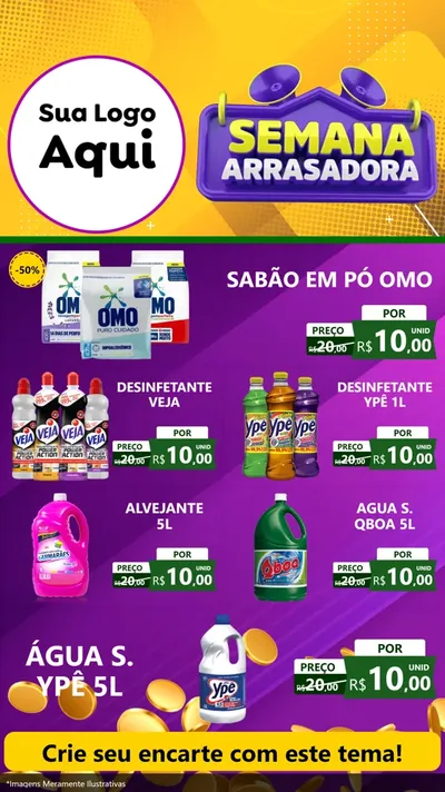 Modelo de TV para TV Vertical com o tema Semana Arrasadora para Produtos de Limpeza