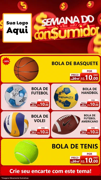 Modelo de TV para TV Vertical com o tema Semana do Consumidor para Artigos Esportivos