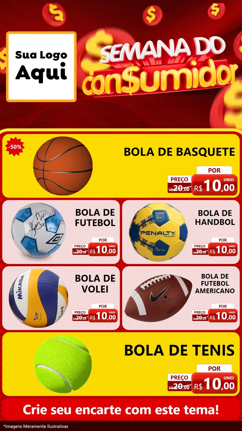 Modelo de TV para TV Vertical com o tema Semana do Consumidor para Artigos Esportivos