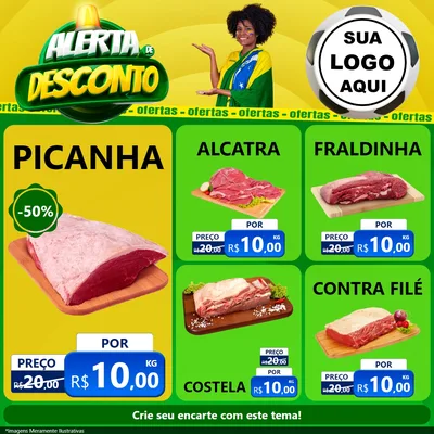 Modelo de Rede Social para Feed Facebook com o tema Alerta de Desconto para Açougue
