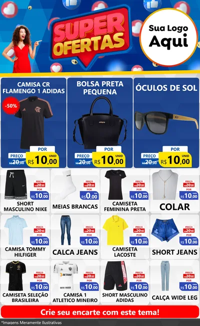 Modelo de Encarte para Encarte Grande com o tema Super Ofertas para Roupas e acessórios