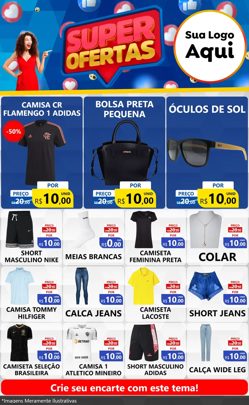 Modelo de Encarte para Encarte Grande com o tema Super Ofertas para Roupas e acessórios
