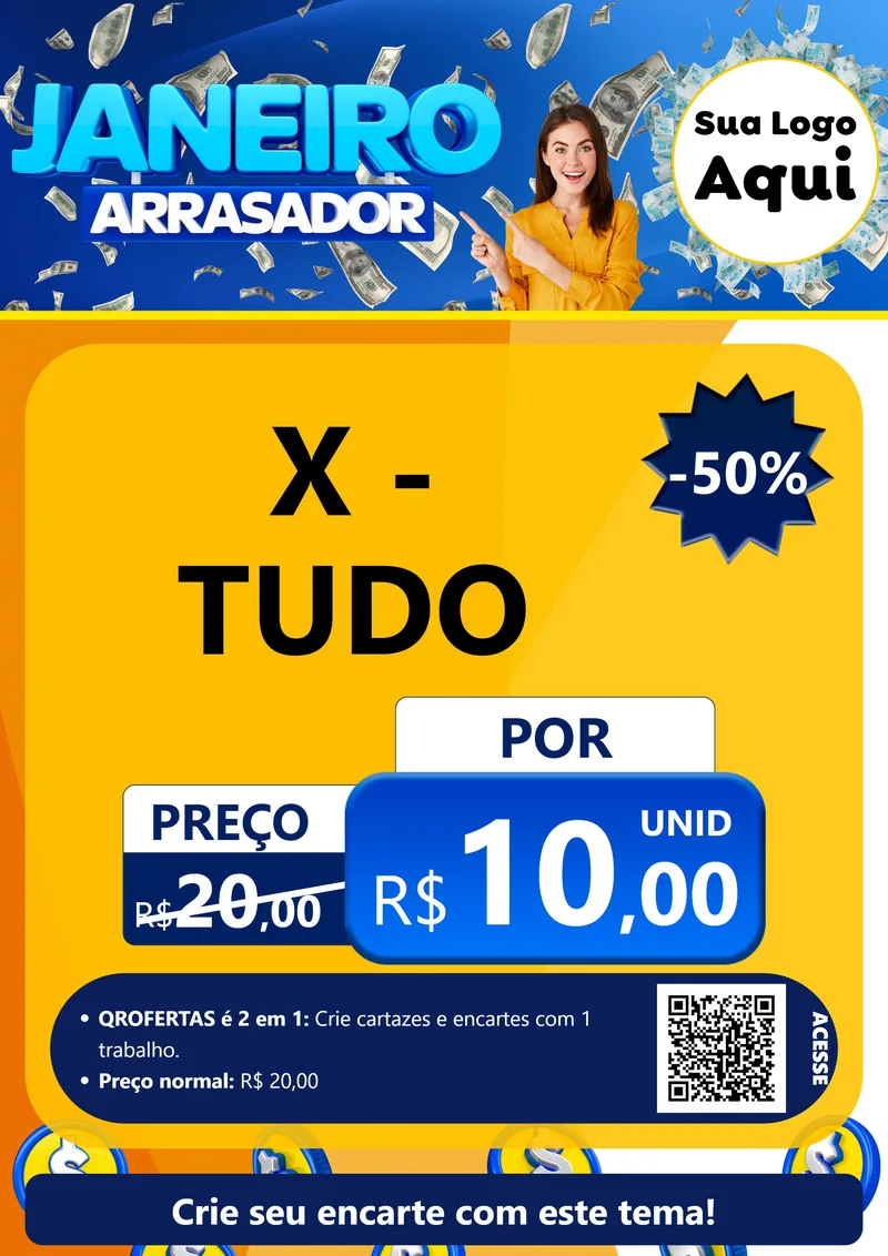 Modelo de Cartaz para Cartaz A4 Vertical com o tema Janeiro Arrasador para Hamburgueria