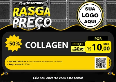 Modelo de Cartaz para Cartaz A4 Horizontal com o tema Fim de Semana Rasga Preço para Suplementos alimentares
