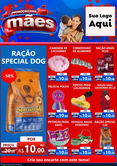 Modelo de Encarte para Encarte A4 Vertical com o tema Promoção das Mães para Pet Shop