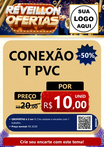 Modelo de Cartaz para Cartaz A4 Vertical com o tema Réveillon de Ofertas para Tubos e conexões