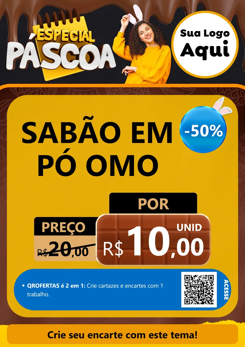 Modelo de Cartaz para Cartaz A4 Vertical com o tema Especial Páscoa para Produtos de Limpeza