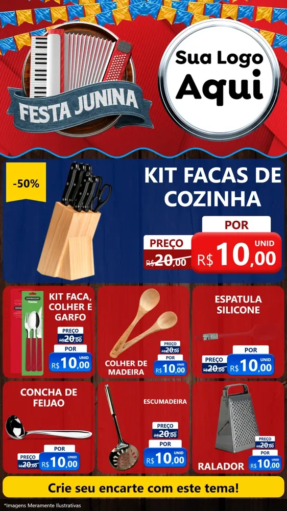 Modelo de Rede Social para Stories com o tema Festa Junina para Utilidades Domésticas