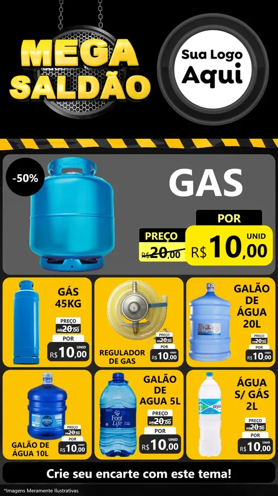 Modelo de Rede Social para Stories com o tema Mega Saldão para Água e gás