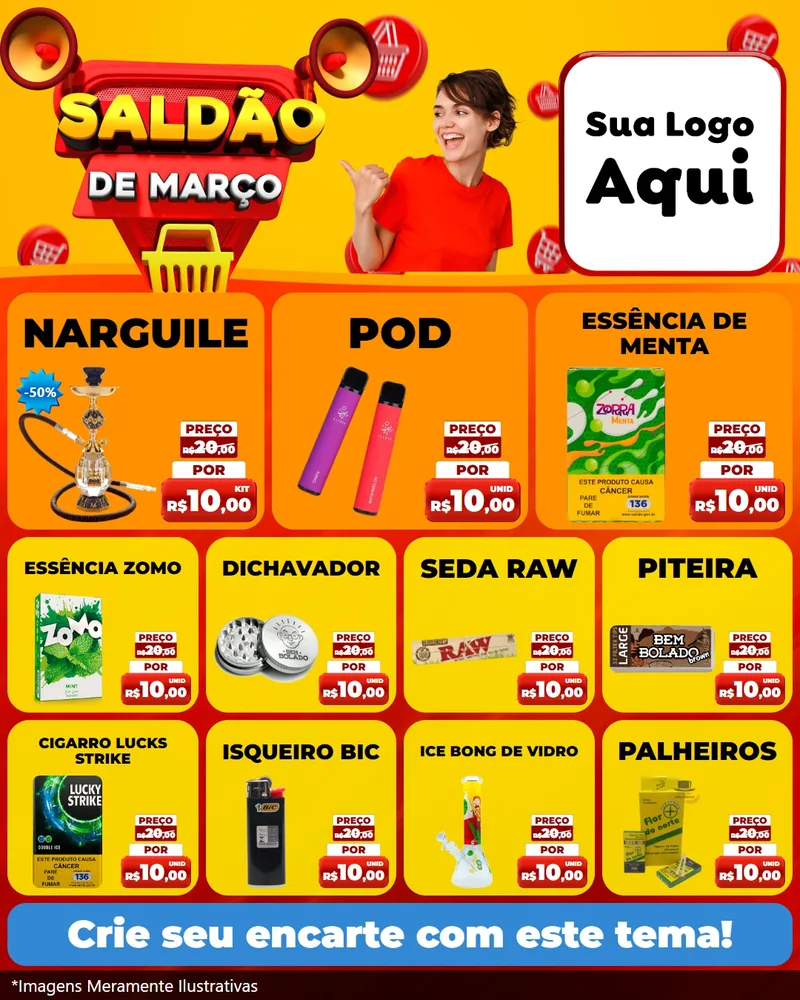 Modelo de Rede Social para Feed Instagram com o tema Saldão de Março para Tabacaria
