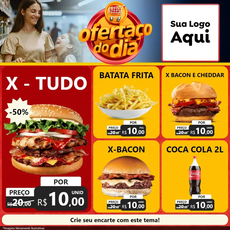 Modelo de Rede Social para Feed Facebook com o tema Ofertaço Do Dia para Hamburgueria