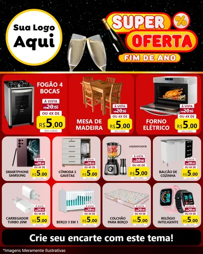 Modelo de Rede Social para Feed Instagram com o tema Super Oferta Fim de Ano para Móveis e Eletro
