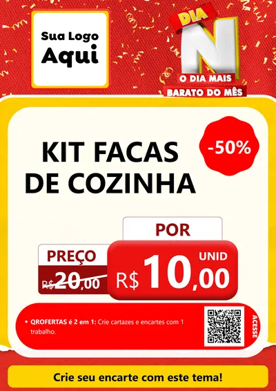 Modelo de Cartaz para Cartaz A4 Vertical com o tema Dia N o Dia Mais Barato do Mês para Utilidades Domésticas