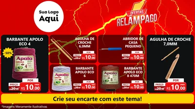Modelo de TV para TV Horizontal com o tema Ofertas Relâmpago para Armarinho e Aviamentos