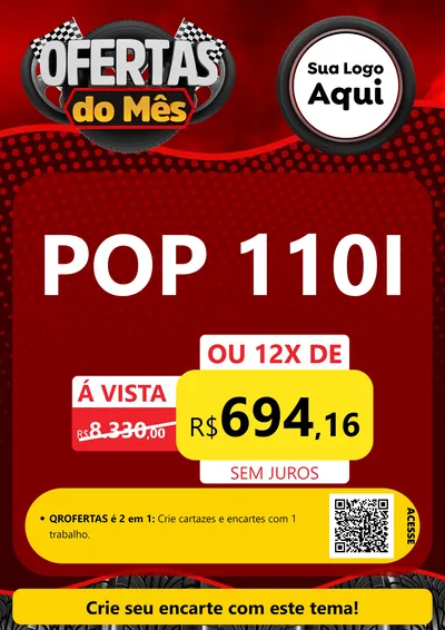 Modelo de Cartaz para Cartaz A4 Vertical com o tema Ofertas do Mês - Autopeças para Concessionaria de Motos