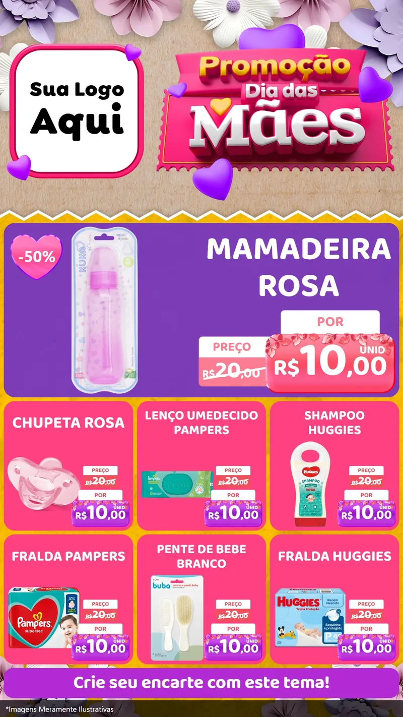 Modelo de Rede Social para Stories com o tema Promoção Dia das Mães para Bebês