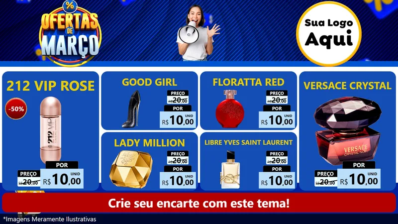 Modelo de TV para TV Horizontal com o tema Ofertas de Março para Perfumes
