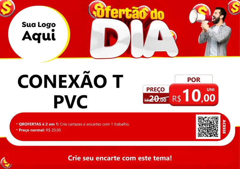 Modelo de Cartaz para Cartaz A4 Horizontal com o tema Ofertão do dia para Tubos e conexões