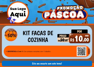 Modelo de Cartaz para Cartaz A4 Horizontal com o tema Promoção Páscoa para Utilidades Domésticas