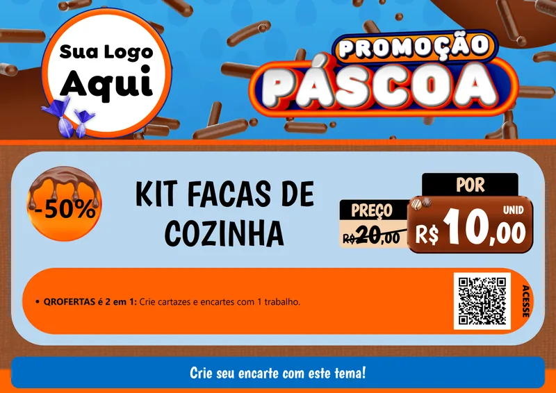 Modelo de Cartaz para Cartaz A4 Horizontal com o tema Promoção Páscoa para Utilidades Domésticas