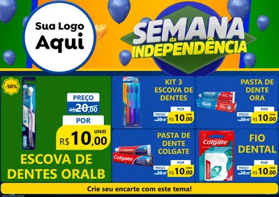 Modelo de Encarte para Encarte A4 Horizontal com o tema Semana da Independência para Higiene Pessoal