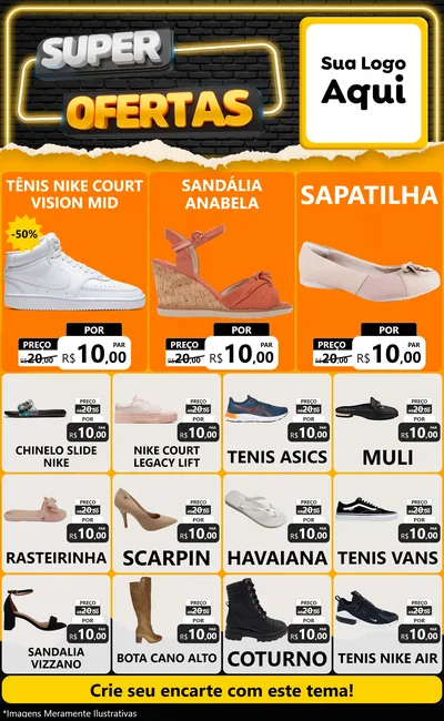 Modelo de Encarte para Encarte Grande com o tema Super Ofertas para Calçados