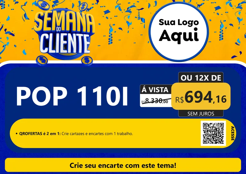 Modelo de Cartaz para Cartaz A4 Horizontal com o tema Semana do Cliente para Concessionaria de Motos