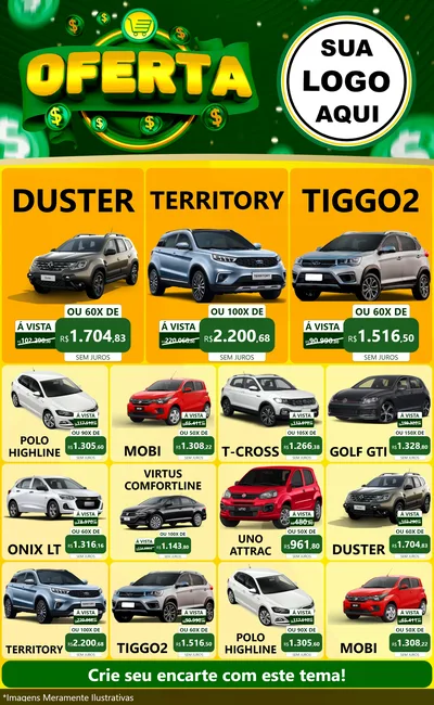 Modelo de Encarte para Encarte Grande com o tema Oferta para Concessionaria de Carros
