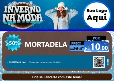 Modelo de Cartaz para Cartaz A4 Horizontal com o tema Inverno na Moda para Frios e Laticínios