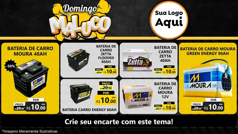 Modelo de TV para TV Horizontal com o tema Domingo Maluco para Baterias Elétricas