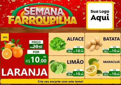 Modelo de Encarte para Encarte A4 Horizontal com o tema Semana Farroupilha para Hortifrúti