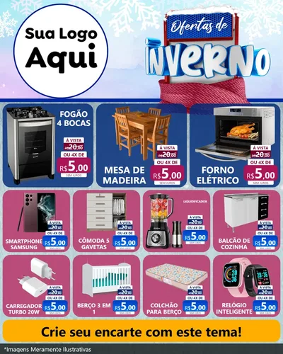 Modelo de Rede Social para Feed Instagram com o tema Ofertas de Inverno para Móveis e Eletro