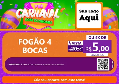 Modelo de Cartaz para Cartaz A4 Horizontal com o tema Pré-Carnaval Com Economia para Móveis e Eletro