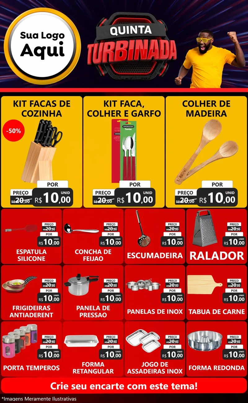 Modelo de Encarte para Encarte Grande com o tema Quinta Turbinada para Utilidades Domésticas