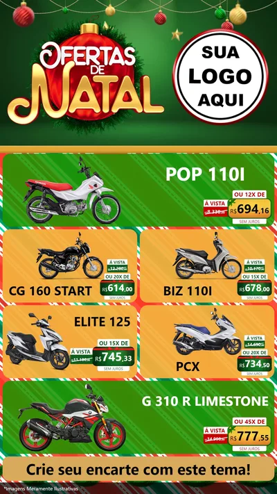 Modelo de TV para TV Vertical com o tema Ofertas de Natal para Concessionaria de Motos