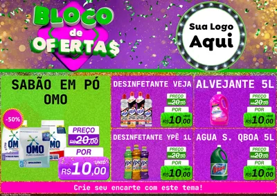 Modelo de Encarte para Encarte A4 Horizontal com o tema Bloco de Ofertas para Produtos de Limpeza