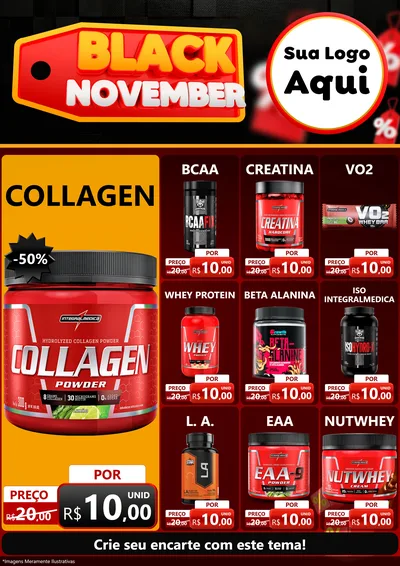 Modelo de Encarte para Encarte A4 Vertical com o tema Black November para Suplementos alimentares
