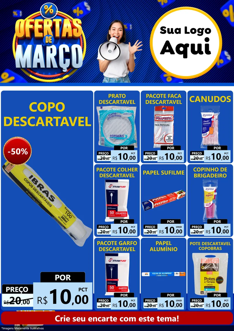 Modelo de Encarte para Encarte A4 Vertical com o tema Ofertas de Março para Embalagens