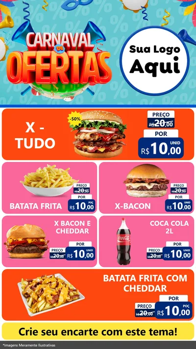 Modelo de TV para TV Vertical com o tema Carnaval de Ofertas para Hamburgueria