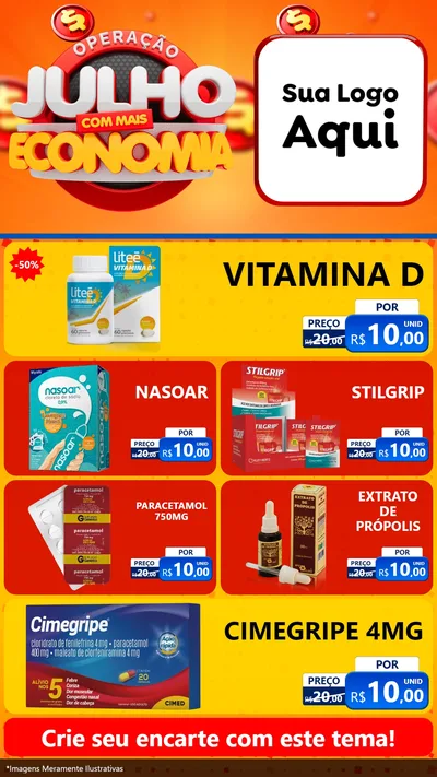 Modelo de TV para TV Vertical com o tema Operação Julho Com Mais Economia para Farmácia