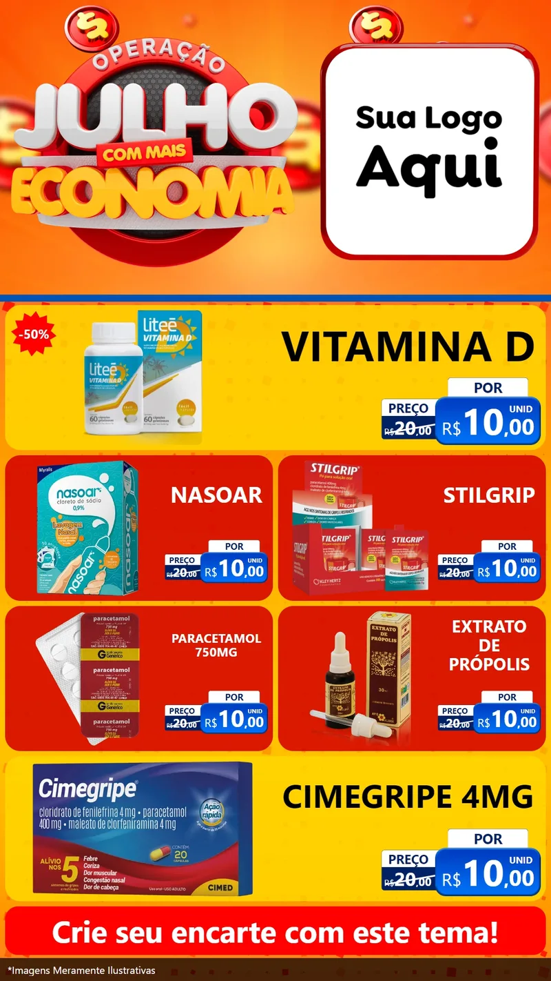 Modelo de TV para TV Vertical com o tema Operação Julho Com Mais Economia para Farmácia