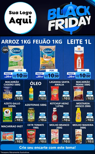 Modelo de Encarte para Encarte Grande com o tema Black Friday para Supermercado