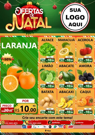 Modelo de Encarte para Encarte A4 Vertical com o tema Ofertas de Natal para Hortifrúti