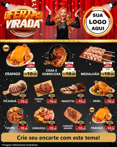 Modelo de Rede Social para Feed Instagram com o tema Ofertas da Virada para Assados