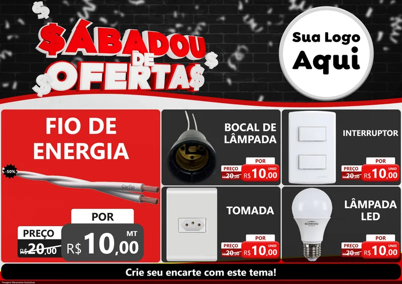 Modelo de Encarte para Encarte A4 Horizontal com o tema Sabadou de Ofertas para Materiais Elétricos