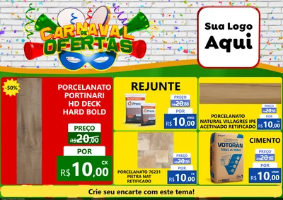 Modelo de Encarte para Encarte A4 Horizontal com o tema Carnaval de Ofertas para Pisos e revestimentos
