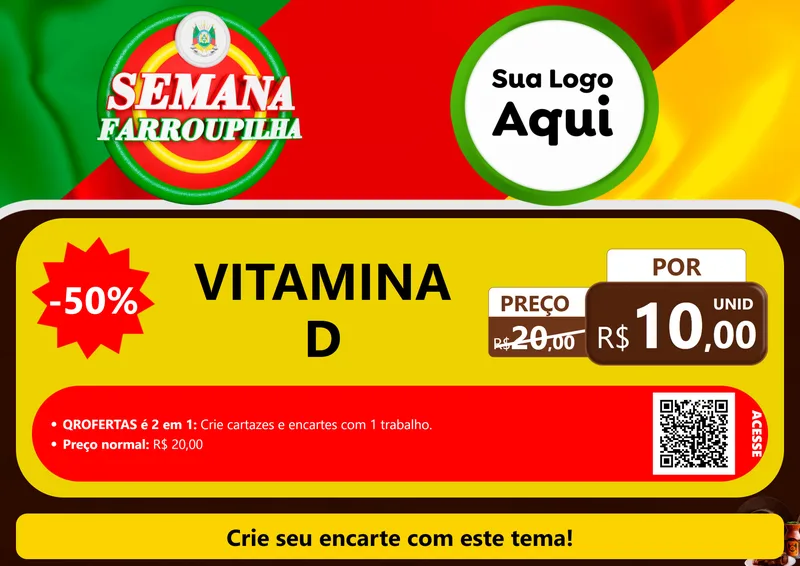 Modelo de Cartaz para Cartaz A4 Horizontal com o tema Semana Farroupilha para Farmácia