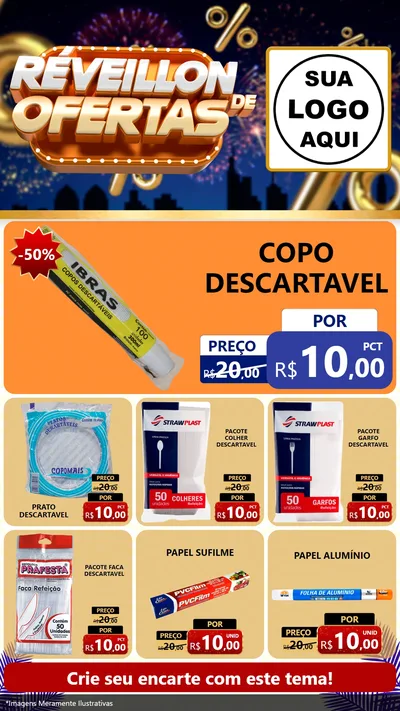 Modelo de Rede Social para Stories com o tema Réveillon de Ofertas para Embalagens