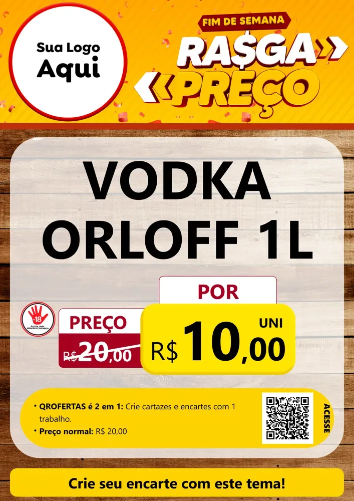 Modelo de Cartaz para Cartaz A4 Vertical com o tema Fim de Semana Rasga Preços para Distribuidora de bebidas